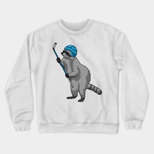 Racoon at Ice hockey with Ice hockey stick Crewneck Sweatshirt